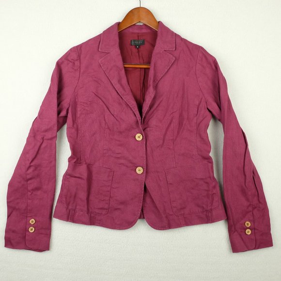 Tobias Womens Blazer Jacket 6 Purple 100% Linen Lightweight Two Button Outdoor - Picture 1 of 11
